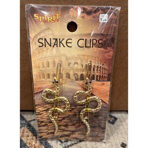 Spirit Halloween Gold Tone Snake Hair Clips Roman Times Serpents‎ Barrettes NEW